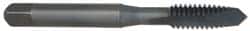 OSG - #0-80 UNF, 2 Flute, TiN Finish, High Speed Steel Spiral Point Tap - Plug Chamfer, Right Hand Thread, 1-5/8" OAL, 5/16" Thread Length, 0.141" Shank Diam, Series 105 - Exact Tooling