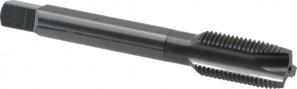 OSG - 1/2-20 UNF, 3 Flute, Oxide Finish, High Speed Steel Spiral Point Tap - Plug Chamfer, Right Hand Thread, 3-3/8" OAL, 1-21/32" Thread Length, 0.367" Shank Diam, 3B Class of Fit, Series 105 - Exact Tooling