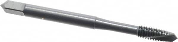 OSG - #8-32 UNC, 2 Flute, Oxide Finish, High Speed Steel Spiral Point Tap - Plug Chamfer, Right Hand Thread, 2-1/8" OAL, 3/4" Thread Length, 0.168" Shank Diam, 2B Class of Fit, Series 105A - Exact Tooling