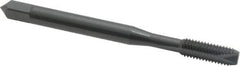 OSG - #10-32 UNF, 2 Flute, Oxide Finish, High Speed Steel Spiral Point Tap - Bottoming Chamfer, Right Hand Thread, 2-3/8" OAL, 7/8" Thread Length, 0.194" Shank Diam, 2B Class of Fit, Series 105B - Exact Tooling