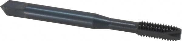 OSG - #12-28 UNF, 2 Flute, Oxide Finish, High Speed Steel Spiral Point Tap - Bottoming Chamfer, Right Hand Thread, 2-3/8" OAL, 15/16" Thread Length, 0.22" Shank Diam, 2B/3B Class of Fit, Series 105B - Exact Tooling