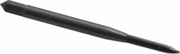 OSG - M2.5x0.45 Metric Coarse, 2 Flute, Oxide Finish, High Speed Steel Spiral Point Tap - Plug Chamfer, Right Hand Thread, 1-13/16" OAL, 1/2" Thread Length, 0.141" Shank Diam, 6H Class of Fit, Series 142 - Exact Tooling