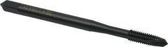 OSG - M3.5x0.60 Metric Coarse, 2 Flute, Oxide Finish, High Speed Steel Spiral Point Tap - Plug Chamfer, Right Hand Thread, 2" OAL, 11/16" Thread Length, 0.141" Shank Diam, 6H Class of Fit, Series 142 - Exact Tooling