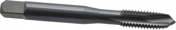 OSG - M8x1.25 Metric Coarse, 3 Flute, Oxide Finish, High Speed Steel Spiral Point Tap - Plug Chamfer, Right Hand Thread, 2-23/32" OAL, 1-1/8" Thread Length, 0.318" Shank Diam, 6H Class of Fit, Series 142 - Exact Tooling