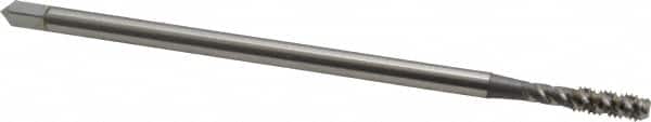 OSG - #8-32 UNC 3 Flute H3 Bright Finish High Speed Steel Spiral Flute Extension Tap - Bottoming Chamfer, 4" OAL, 2B Class of Fit - Exact Tooling