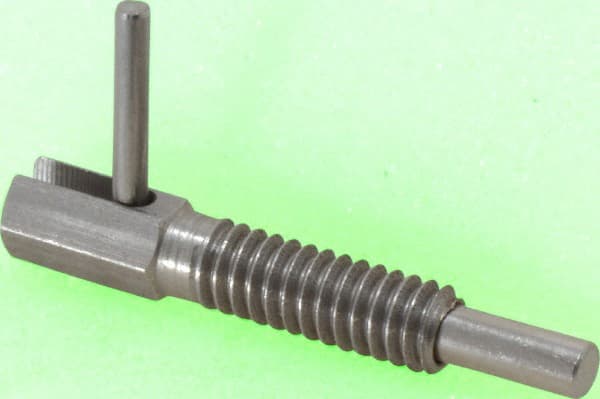 Gibraltar - 1/4-20, 0.8" Thread Length, 0.16" Plunger Diam, 0.5 Lb Init to 2.5 Lb Final End Force, Stainless Steel Locking L Handle Plunger - 1-1/4" Body Length, 0.8" Length Under Head, Locking Element, 0.38" Plunger Projection - Exact Tooling