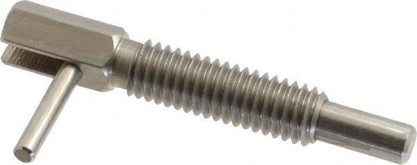 Gibraltar - 3/8-16, 1.18" Thread Length, 1/4" Plunger Diam, 0.75 Lb Init to 3.75 Lb Final End Force, Stainless Steel Locking L Handle Plunger - 2" Body Length, 1.31" Length Under Head, 0.56" Plunger Projection - Exact Tooling