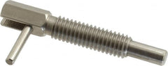 Gibraltar - 3/8-16, 1.18" Thread Length, 1/4" Plunger Diam, 0.75 Lb Init to 3.75 Lb Final End Force, Stainless Steel Locking L Handle Plunger - 2" Body Length, 1.31" Length Under Head, 0.56" Plunger Projection - Exact Tooling