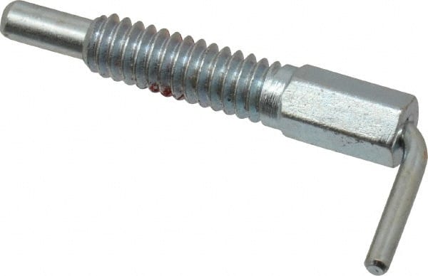 Gibraltar - 1/4-20, 0.8" Thread Length, 0.16" Plunger Diam, 0.5 Lb Init to 2.5 Lb Final End Force, Steel L Handle Plunger - 1-1/4" Body Length, 0.8" Length Under Head, Locking Element, 0.38" Plunger Projection - Exact Tooling