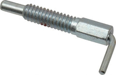Gibraltar - 1/4-20, 0.8" Thread Length, 0.16" Plunger Diam, 0.5 Lb Init to 2.5 Lb Final End Force, Steel L Handle Plunger - 1-1/4" Body Length, 0.8" Length Under Head, Locking Element, 0.38" Plunger Projection - Exact Tooling