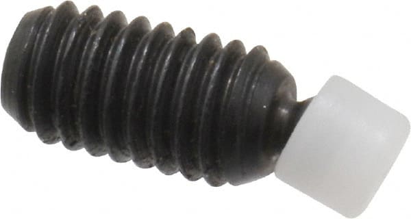 Gibraltar - No. 10-32, 1/2" OAL, Alloy Steel, Swivel Pad - Delrin Pad, Black Oxide Finish, 0.146" Pad Diam, 11/32" Thread Length, 7.5° Swivel Angle, 3/32" Hex Key - Exact Tooling