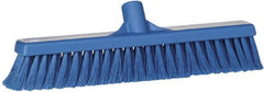 Vikan - 16" Fine Particle Synthetic Push Broom - 2" Bristle Length, Plastic Block, European Threaded Handle Connection - Exact Tooling