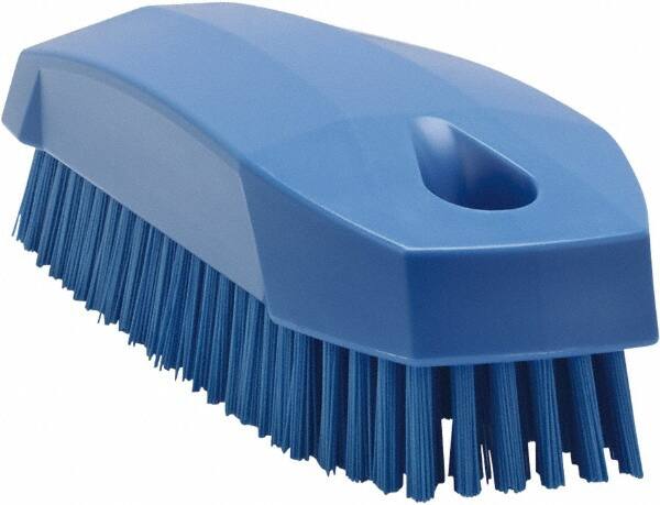 Vikan - 0.7" Bristle Length, Polyester Scrub Brush - 1-1/2" Wide Head, 4-1/2" OAL, Blue, Polypropylene Block - Exact Tooling