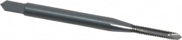 OSG - #2-56 UNC, 2 Flute, Oxide Finish, Vanadium High Speed Steel Spiral Point Tap - Plug Chamfer, Right Hand Thread, 1-3/4" OAL, 7/16" Thread Length, 0.141" Shank Diam, Series 300 - Exact Tooling