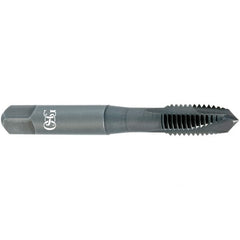 OSG - #6-32 UNC, 2 Flute, TiCN Finish, Vanadium High Speed Steel Spiral Point Tap - Plug Chamfer, Right Hand Thread, 2" OAL, 11/16" Thread Length, 0.141" Shank Diam, 2B Class of Fit, Series 300 - Exact Tooling