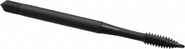 OSG - #6-32 UNC, 2 Flute, Oxide Finish, Vanadium High Speed Steel Spiral Point Tap - Plug Chamfer, Right Hand Thread, 2" OAL, 11/16" Thread Length, 0.141" Shank Diam, 3B Class of Fit, Series 300 - Exact Tooling
