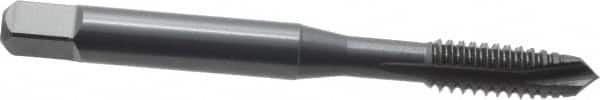 OSG - 1/4-20 UNC, 3 Flute, Oxide Finish, Vanadium High Speed Steel Spiral Point Tap - Plug Chamfer, Right Hand Thread, 2-1/2" OAL, 1" Thread Length, 0.255" Shank Diam, 2B Class of Fit, Series 300 - Exact Tooling