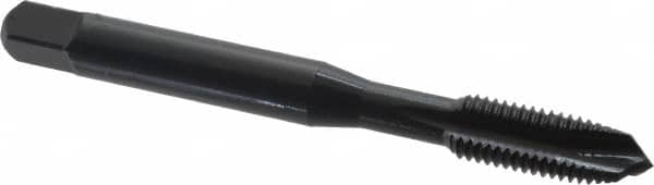 OSG - 1/4-28 UNF, 3 Flute, Oxide Finish, Vanadium High Speed Steel Spiral Point Tap - Plug Chamfer, Right Hand Thread, 2-1/2" OAL, 1" Thread Length, 0.255" Shank Diam, Series 300 - Exact Tooling