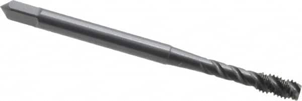 OSG - #4-40 UNC, 3 Flute, 45° Helix, Modified Bottoming Chamfer, Oxide Finish, Vanadium High Speed Steel Spiral Flute STI Tap - Right Hand Flute, 1-7/8" OAL, 0.141" Shank Diam, 9/16" Thread Length, Series 302 - Exact Tooling