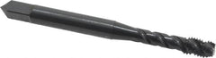 OSG - #8-32 UNC, 3 Flute, 45° Helix, Modified Bottoming Chamfer, Oxide Finish, Vanadium High Speed Steel Spiral Flute STI Tap - Right Hand Flute, 2-1/8" OAL, 0.168" Shank Diam, 3/4" Thread Length, Series 302 - Exact Tooling