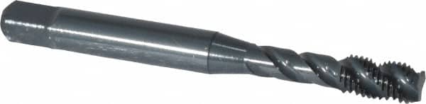 OSG - #10-32 UNF, 3 Flute, 45° Helix, Modified Bottoming Chamfer, Oxide Finish, Vanadium High Speed Steel Spiral Flute STI Tap - Right Hand Flute, 2-3/8" OAL, 0.194" Shank Diam, 7/8" Thread Length, Series 302 - Exact Tooling