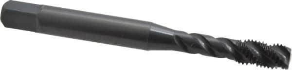 OSG - #10-32 UNF, 3 Flute, 45° Helix, Modified Bottoming Chamfer, Oxide Finish, Vanadium High Speed Steel Spiral Flute STI Tap - Right Hand Flute, 2-3/8" OAL, 0.194" Shank Diam, 7/8" Thread Length, Series 302 - Exact Tooling