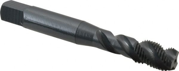 OSG - 5/16-24 UNF, 3 Flute, 45° Helix, Modified Bottoming Chamfer, Oxide Finish, Vanadium High Speed Steel Spiral Flute STI Tap - Right Hand Flute, 2-23/32" OAL, 0.318" Shank Diam, 1-1/8" Thread Length, Series 302 - Exact Tooling