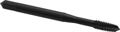 OSG - #8-32 UNC, 3 Flute, Oxide Finish, Powdered Metal Spiral Point Tap - Plug Chamfer, Right Hand Thread, 2-1/8" OAL, 3/4" Thread Length, 0.168" Shank Diam, 2B Class of Fit, Series 312 - Exact Tooling