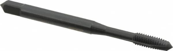 OSG - #6-32 UNC, H2, 3 Flutes, Plug Chamfer, Oxide Finish, Powdered Metal Spiral Point STI Tap - 2" OAL, 0.141" Shank Diam, 11/16" Thread Length, 0.11" Square Size, Series 314 - Exact Tooling