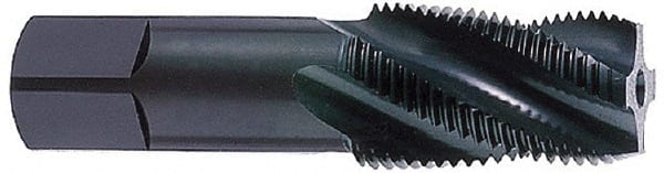 OSG - 1/16-27 NPTF Thread, 4 Flute Standard Pipe Tap - 2-1/8" OAL, 11/16" Thread Length, 5/16" Shank Diam, TiN Finish, Vanadium High Speed Steel - Exact Tooling