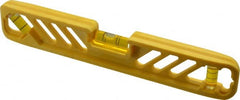 Empire Level - Magnetic 9" Long 3 Vial Torpedo Level - Polycast, Yellow, 1 45°, 1 Level & 1 Plumb Vials - Exact Tooling
