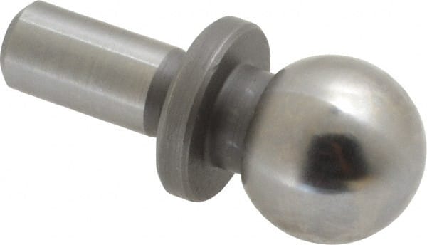 Gibraltar - 1/2" Ball Diam, 1/4" Shank Diam, Steel Inspection Tooling Ball - Press-Fit Shank, 15/16" Ball Center to Shank Bottom, 0.4" Ball Center to Shoulder Bottom, with Shoulder - Exact Tooling