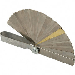 Dynabrade - 24 Piece, 0.0015 to 0.025", Feeler Gage Set - 3-1/2" Leaf Length, 1/2" Wide, Stainless Steel - Exact Tooling