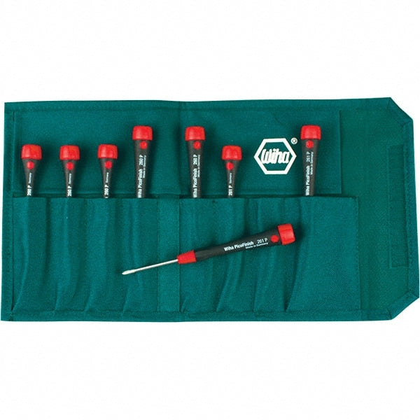Wiha - 8 Piece Slotted & Phillips Screwdriver Set - Comes in Canvas Pouch - Exact Tooling