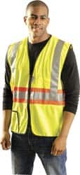 OccuNomix - Size 3XL High Visibility Yellow Solid Expandable Vest - 52 to 54" Chest, ANSI 107-2015, Hook & Loop Closure, 1 Pocket, Polyester - Exact Tooling