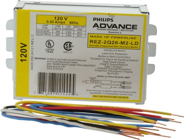 Philips Advance - 2 Lamp, 120 Volt, 0.48 Amp, 0 to 39 Watt, Programmed Start, Electronic, Dimmable Fluorescent Ballast - 1.00/0.05 Ballast Factor - Exact Tooling