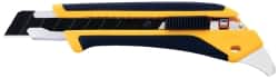 Olfa - Snap Utility Knife - 3.94" High Carbon Tool Steel Blade, Yellow & Black Elastomer & Fiber Reinforced Polymer Handle, 1 Blade Included - Exact Tooling