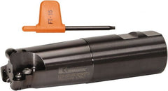 Kennametal - 1-1/2" Cutting Diam, 1-1/2" Shank Diam, 1-1/2" Max Depth of Cut, Straight Shank Indexable Copy End Mill - 3 Inserts, RD.X 12.. Insert, KDM Toolholder, Through Coolant - Exact Tooling