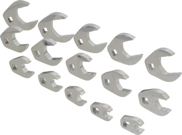 Proto - 15 Piece 3/8" Drive Open End Crowfoot Wrench Set - 3/8 to 1-1/4", with Clip Rail - Exact Tooling