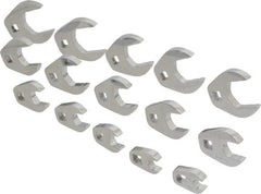 Proto - 15 Piece 3/8" Drive Open End Crowfoot Wrench Set - 3/8 to 1-1/4", with Clip Rail - Exact Tooling