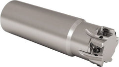 Seco - 25mm Cut Diam, 8mm Max Depth of Cut, 25mm Shank Diam, 180mm OAL, Indexable Square Shoulder End Mill - LOEX Inserts, Cylindrical Shank, 90° Lead Angle, Through Coolant, Series Square T4-08 - Exact Tooling