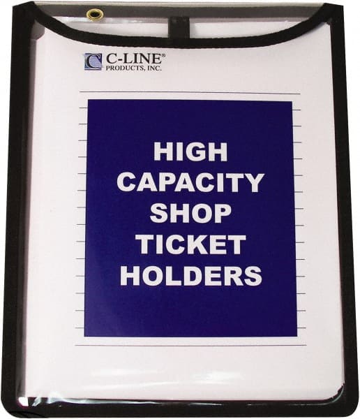 C-LINE - 15 Piece Clear High Capacity with Gussett Stitched Shop Ticket Holder - 12" High x 9" Wide - Exact Tooling
