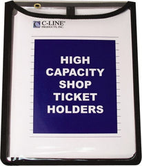 C-LINE - 15 Piece Clear High Capacity with Gussett Stitched Shop Ticket Holder - 12" High x 9" Wide - Exact Tooling