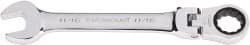 Paramount - 11/16" 12 Point Flexhead Combination Wrench - 15° Head Angle, 7-1/2" OAL, Chrome Vanadium Steel, Polished Finish - Exact Tooling