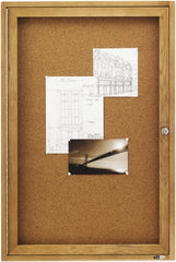 Quartet - 24" Wide x 36" High Enclosed Cork Bulletin Board - Natural (Color) - Exact Tooling