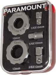 Paramount - 5 Piece, 10mm to 13mm, Finger Ratcheting Wrench Set - Metric Measurement Standard, Full Polish Finish, Comes in Plastic Box - Exact Tooling
