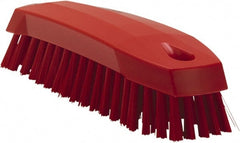 Vikan - 1" Bristle Length, Polyester Scrub Brush - 6-1/4" Long x 7" Wide Head, 7" OAL, Red, Polypropylene Block - Exact Tooling