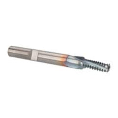 Emuge - 1/4-20 UNC, 0.185" Cutting Diam, 3 Flute, Solid Carbide Helical Flute Thread Mill - Internal Thread, 0.524" LOC, 2-1/2" OAL, 1/4" Shank Diam - Exact Tooling