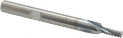 Emuge - #10-32 UNF, 0.15" Cutting Diam, 3 Flute, Solid Carbide Helical Flute Thread Mill - Internal Thread, 0.39" LOC, 2-1/2" OAL, 1/4" Shank Diam - Exact Tooling