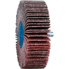PFERD - 3" Diam x 1" Face Width, Aluminum Oxide Coated Mounted Flap Wheel - 1/4-20 Threaded Mount, 40 Grit, 20,000 Max RPM - Exact Tooling
